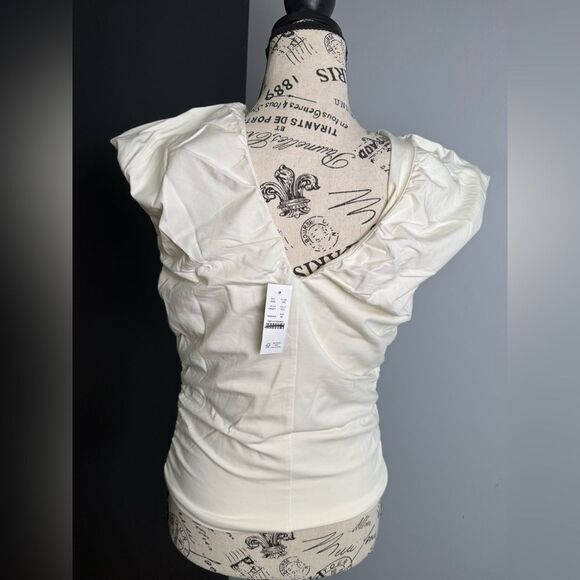 J. Crew Ruched V-neck top in stretch cotton blend NWT Size M - Picture 3 of 7